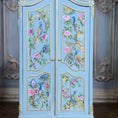 Load image into Gallery viewer, Aurearte Miniatures OOAK Blue Gilt Hand Painted Peacock Armoire Cabinet Spain