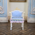Load image into Gallery viewer, Aurearte Miniatures OOAK Hand Painted Upholstery Gilt Ivory Vanity Chair