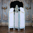 Load image into Gallery viewer, Aurearte Gilt Blue Hand Painted Victorian Winter Village Folding Screen Room Divider