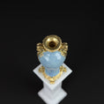 Load image into Gallery viewer, David Iriarte Gold Plated Bronze & Blue Enameled Faux Marble Asian Urn Vase A