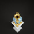Load image into Gallery viewer, David Iriarte Gold Plated Bronze & Blue Enameled Faux Marble Asian Urn Vase A