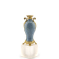 Load image into Gallery viewer, David Iriarte Gold Plated Bronze & Blue Enameled Faux Marble Asian Urn Vase B