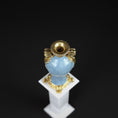 Load image into Gallery viewer, David Iriarte Gold Plated Bronze & Blue Enameled Faux Marble Asian Urn Vase B