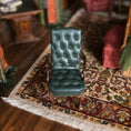 Load image into Gallery viewer, Gail Steffey Tufted Green Leather Upholstery High Back Chair RARE