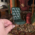 Load image into Gallery viewer, Gail Steffey Tufted Green Leather Upholstery High Back Chair RARE