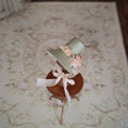Load image into Gallery viewer, Sage & Peach Miniature Silk Victorian Bonnet with Jeweled Hat Pin 1:12 Scale
