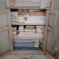Load image into Gallery viewer, Janny Warnaar OOAK Miniature Cabinet Lace Sewing Vignette 1:12 Scale