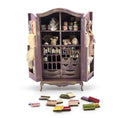 Load image into Gallery viewer, Vintage Artisan Lilac Painted Fabric Armoire Filled with Lace Notions 1:12 Scale