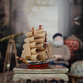 Load image into Gallery viewer, OOAK Hand-Crafted Fanciful Sailing Ship Model with Fabric Sails