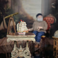 Load image into Gallery viewer, OOAK Hand-Carved Miniature Sailing Ship with Paper Sails