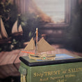 Load image into Gallery viewer, Unsigned Artisan Clay & Fabric Coastal Sailing Ship Miniature