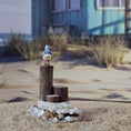 Load image into Gallery viewer, Miniature Seagull Dock Pilings Coastal Beach Vignette with Seashells OOAK