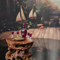Load image into Gallery viewer, Miniature Francis Whittemore Ruby Glass Decanter Set with Brass Sailing Tray