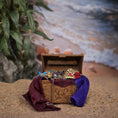 Load image into Gallery viewer, Dressed Miniature Pirate Treasure Chest Overflowing with Jewels & Bounty