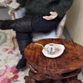 Load image into Gallery viewer, Miniature OOAK Scrimshaw Style Bone Pipe with Seashell Ashtray Nautical Set