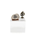 Load image into Gallery viewer, Miniature Sharon Stockton Ship Clam Shell Sculpture & Brass Sailboat Pair