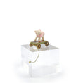 Load image into Gallery viewer, Vintage Artisan Porcelain Lamb Pull Toy on Hand-Painted Cart for Nursery OOAK