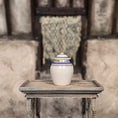 Load image into Gallery viewer, Terry Curran Porcelain Apothecary Jar “CONII FRUCTUS” England Cobalt & Gold