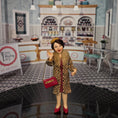 Load image into Gallery viewer, Alicia Volta OOAK Chic Leopard Coat Surprised Excited Shopper Lady Doll