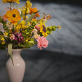 Load image into Gallery viewer, OOAK Artisan Colorful Paper Wildflower Arrangement in White Porcelain Vase