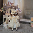 Load image into Gallery viewer, Victorian Edwardian Bisque Style Little Girl Doll in Blue Satin & Lace