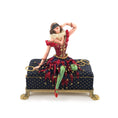 Load image into Gallery viewer, Gale Elena Bantock Venetian Harlequin Masquerade Performer Doll on Upholstered Bench