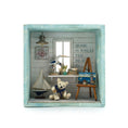 Load image into Gallery viewer, Coastal Nautical Artist's Studio Room Box with Teddy Bear