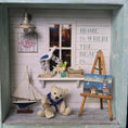 Load image into Gallery viewer, Coastal Nautical Artist's Studio Room Box with Teddy Bear
