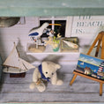 Load image into Gallery viewer, Coastal Nautical Artist's Studio Room Box with Teddy Bear