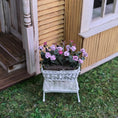 Load image into Gallery viewer, Victorian Wicker Planter Stand with Pink Geraniums & Ivy Miniature