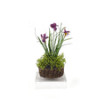 Load image into Gallery viewer, Purple Iris and Moss Arrangement in Woven Basket Miniature Dollhouse