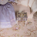 Load image into Gallery viewer, Lilac Hand Painted Rosemarie Torre Sewing Stand Box 1981 with Notions