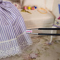 Load image into Gallery viewer, Lilac Hand Painted Rosemarie Torre Sewing Stand Box 1981 with Notions