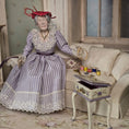 Load image into Gallery viewer, Lilac Hand Painted Rosemarie Torre Sewing Stand Box 1981 with Notions