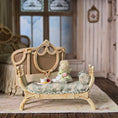 Load image into Gallery viewer, Signed Painted Art Nouveau Toile Gossip Bench, Doll & Dessert Vignette