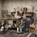 Load image into Gallery viewer, Red-Haired Tudor Lady Marionette Puppet Green & Gold Gown by Loretta Kasza 1:12