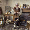 Load image into Gallery viewer, Tudor Lady Traveler in Dark Cloak Marionette Puppet by Loretta Kasza