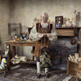 Load image into Gallery viewer, Tudor Lady Traveler in Dark Cloak Marionette Puppet by Loretta Kasza