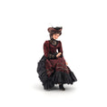 Load image into Gallery viewer, Brunette Porcelain Victorian Lady Dollhouse Doll in Burgundy Silk Dress, Poseable