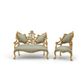 Load image into Gallery viewer, Vintage Bespaq Lyre Music Room Sofa & Chair Set Dollhouse Miniature 1:12 Gold
