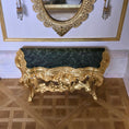 Load image into Gallery viewer, John Hodgson 1999 Gold Rococo Console with Green Marble Table Top 1:12