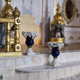 Load image into Gallery viewer, Vince Stapleton Pair of Porcelain Cobalt Blue Urns with Grapes 1:12 Scale