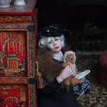 Load image into Gallery viewer, Doris Tussing Elegant Lady Dollhouse Doll Reminiscing with a Teddy Bear