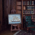 Load image into Gallery viewer, George Schlosser Small Clipper Ship Miniature Oil Painting in Rustic Frame