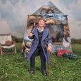 Load image into Gallery viewer, Rustic Woodsman Fellow with Firewood Basket, Artisan Clay Dollhouse Doll