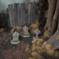 Load image into Gallery viewer, Set of Three Tiny Hand-Painted Grave Markers in Miniature