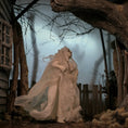 Load image into Gallery viewer, OOAK Elderly Ghost Witch in Flowing Silk Robes Clay Dollhouse Doll