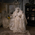 Load image into Gallery viewer, OOAK Elderly Ghost Witch in Flowing Silk Robes Clay Dollhouse Doll
