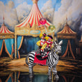 Load image into Gallery viewer, Maureen Thomas OOAK Circus Zebra with Two Child Clown Dolls & Balloons
