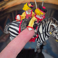 Load image into Gallery viewer, Maureen Thomas OOAK Circus Zebra with Two Child Clown Dolls & Balloons